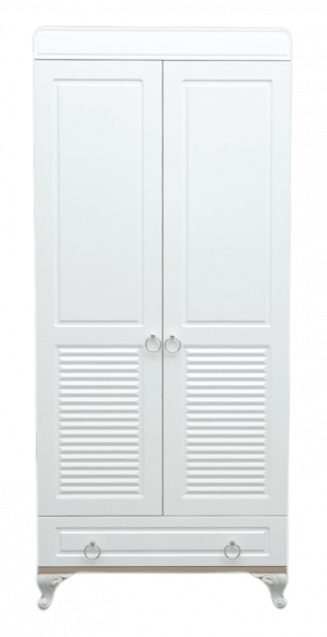 Шкаф Lovely baby ESLA 2-дверный белый/деревянная вставка - фото 1