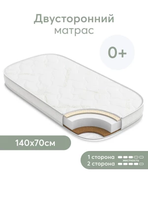 Матрас для кроватки 140*70 11 см кокос бепружинный прямоугольный закругленный Happy Baby Mommy Lux