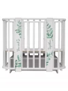 Кроватка-трансформер Indigo Green Line 5 в 1 с маятником 100*70 / 140*70 (закругленный) листочки