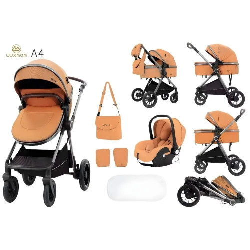 Коляска-трансформер Luxmom A4 3 в 1 коричневый