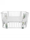 Кроватка-трансформер Indigo Baby Line 5 в 1 с маятником 100*70 / 140*70 (закругленный) листочки