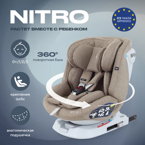 Автокресло Rant UB619 Nitro New isofix 0/1/2/3 (0-36 кг) Beige - фото 1
