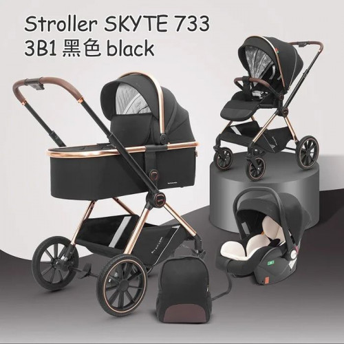 Коляска 3 в 1 Luxmom Skyte 733 чёрный