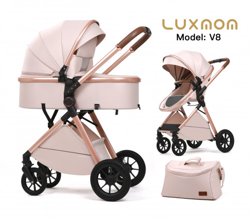 Коляска-трансформер Luxmom V2 (V8+C) 2 в 1 бежевый