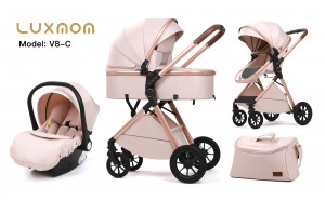 Коляска-трансформер Luxmom V2 (V8+C) 3 в 1 бежевый
