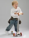 Самокат 3-х колесный Amarobaby Flash Led подсветка коричневый