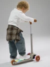 Самокат 3-х колесный Amarobaby Flash Led подсветка коричневый