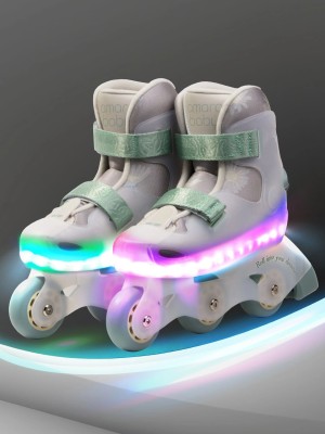 Ролики Amarobaby Wish Led подсветка бежевый/зеленый 33-34