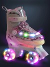 Ролики Amarobaby Glory светящиеся колеса бежевый/розовый 34-37