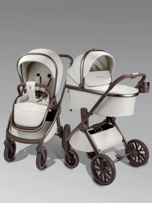 Коляска 2 в 1 Amarobaby Motus Premium Ecco Exclusive Экокожа молочный