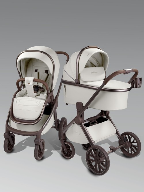 Коляска 2 в 1 Amarobaby Motus Premium Ecco Exclusive Экокожа молочный