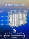 Кроватка-трансформер Азбука Кроваток Северная Звезда 9 в 1 с маятником 125*75 (овал) 75*75 (круг) серая