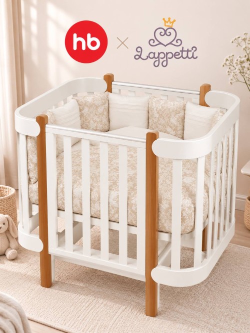 Кроватка-трансформер Happy Baby Mommy Lux 140*70 и 90*70 (закругленный) белый Lappetti Le Jardin 6129/4