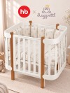 Кроватка-трансформер Happy Baby Mommy Lux 140*70 и 90*70 (закругленный) белый Lappetti Лаппетти парк бежевый, 6164