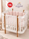 Кроватка-трансформер Happy Baby Mommy Lux 140*70 и 90*70 (закругленный) белый Lappetti Цветочные фантазии розовый, 6158