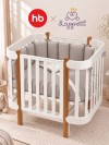 Кроватка-трансформер Happy Baby Mommy Lux 140*70 и 90*70 (закругленный) белый Lappetti Organic baby cotton бежевый 6115/4
