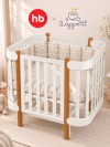Кроватка-трансформер Happy Baby Mommy Lux 140*70 и 90*70 (закругленный) белый Lappetti Le Jardin бежевый, 6130/4